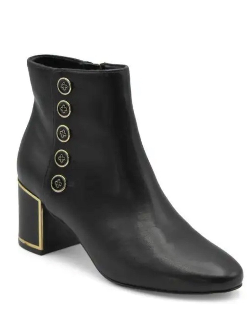 NIB-Adrienne Vittadini Black Women's Ankle Boots Side Decorative Buttons 7.5M
